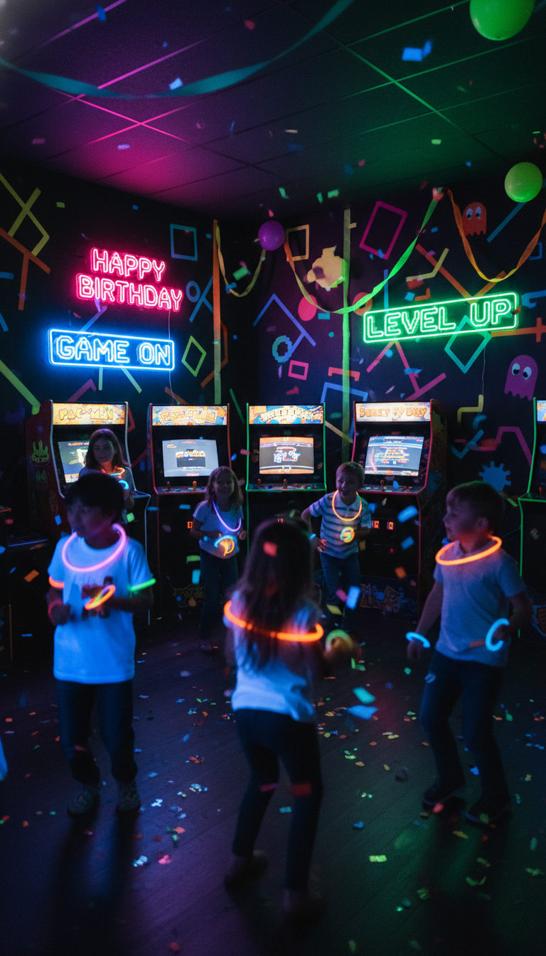 Game On! Retro Arcade & Neon Glow Extravaganza