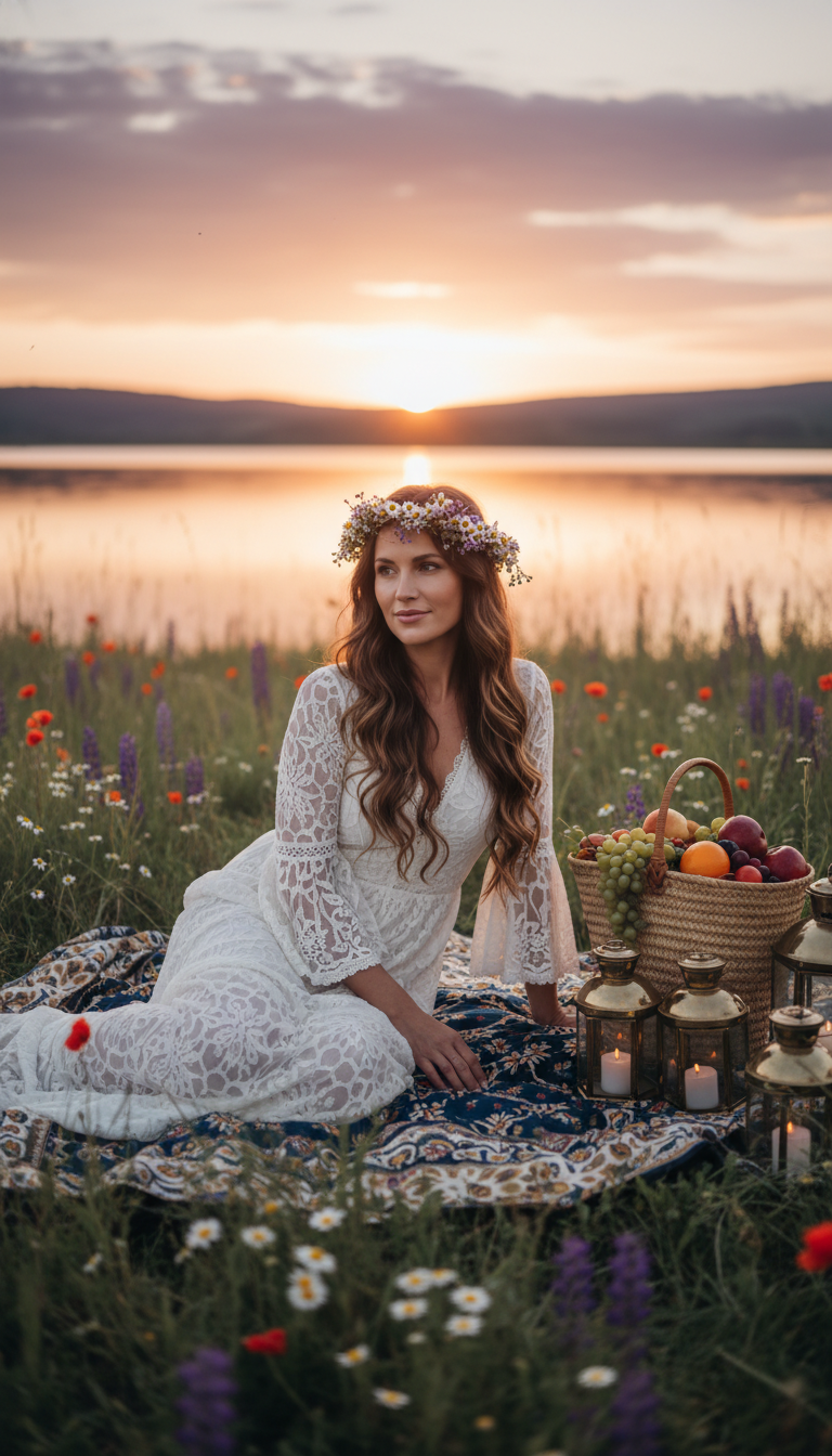 Boho Picnic Dream by the Lake