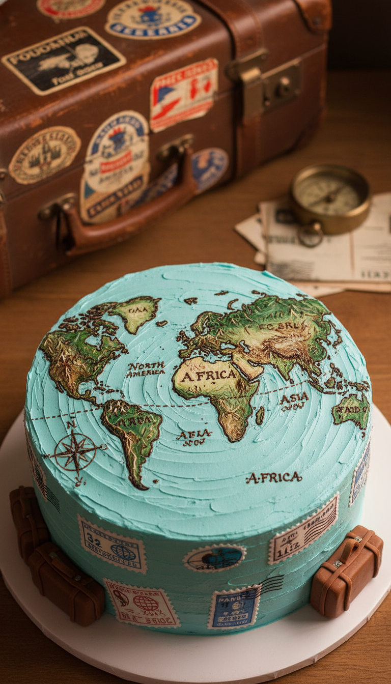 Wanderlust World Map Cake