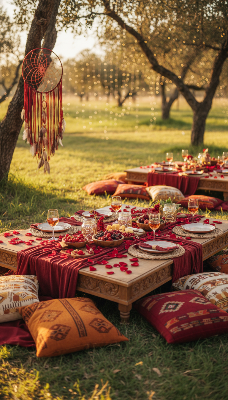 Chic Bohemian Red Outdoor Celebration