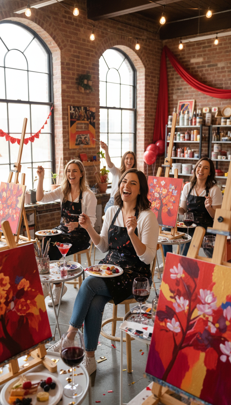 Creative Red Art & Sip Birthday Bash