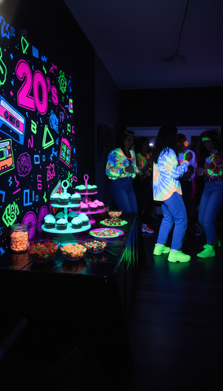 Glow Up Your 20th: Totally Tubular 90s Neon Party!