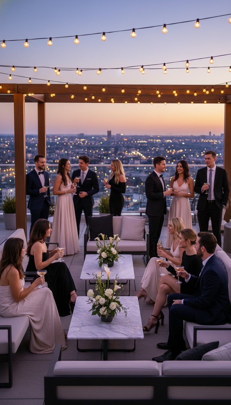 Chic Rooftop Soiree with City Views