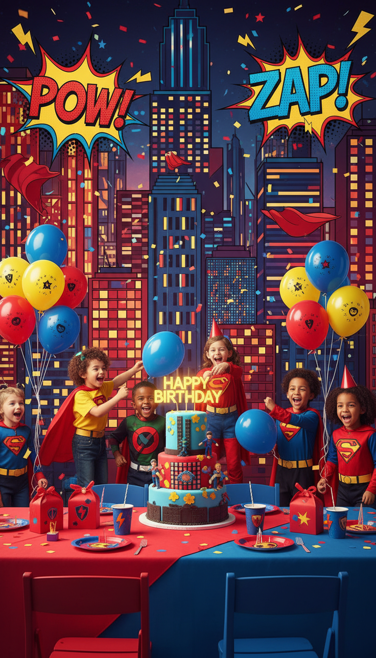 Dynamic Superhero Cityscape