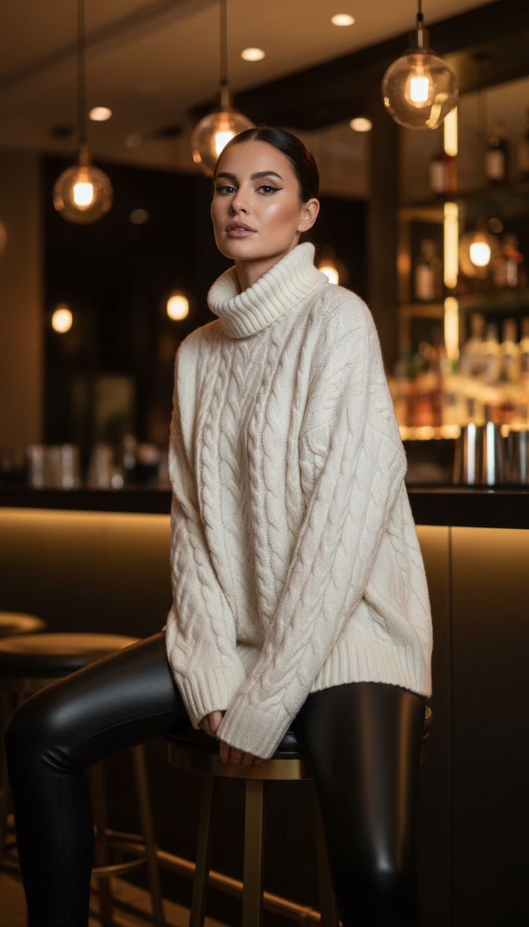 Leather Leggings & Oversized Sweater: Edgy Comfort