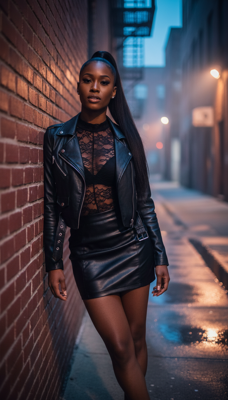 Fierce & Feminine: Edgy Leather & Lace Combo
