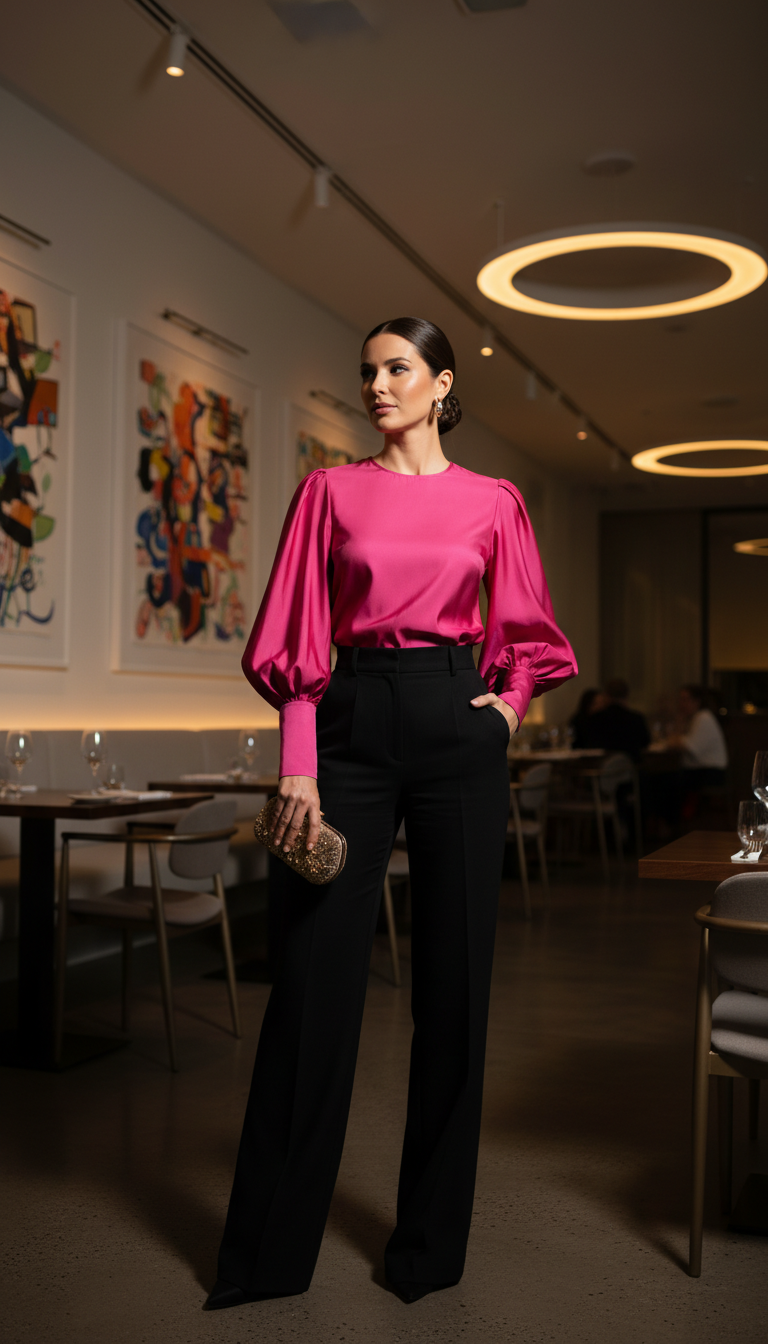 Wide-Leg Trousers & Statement Top