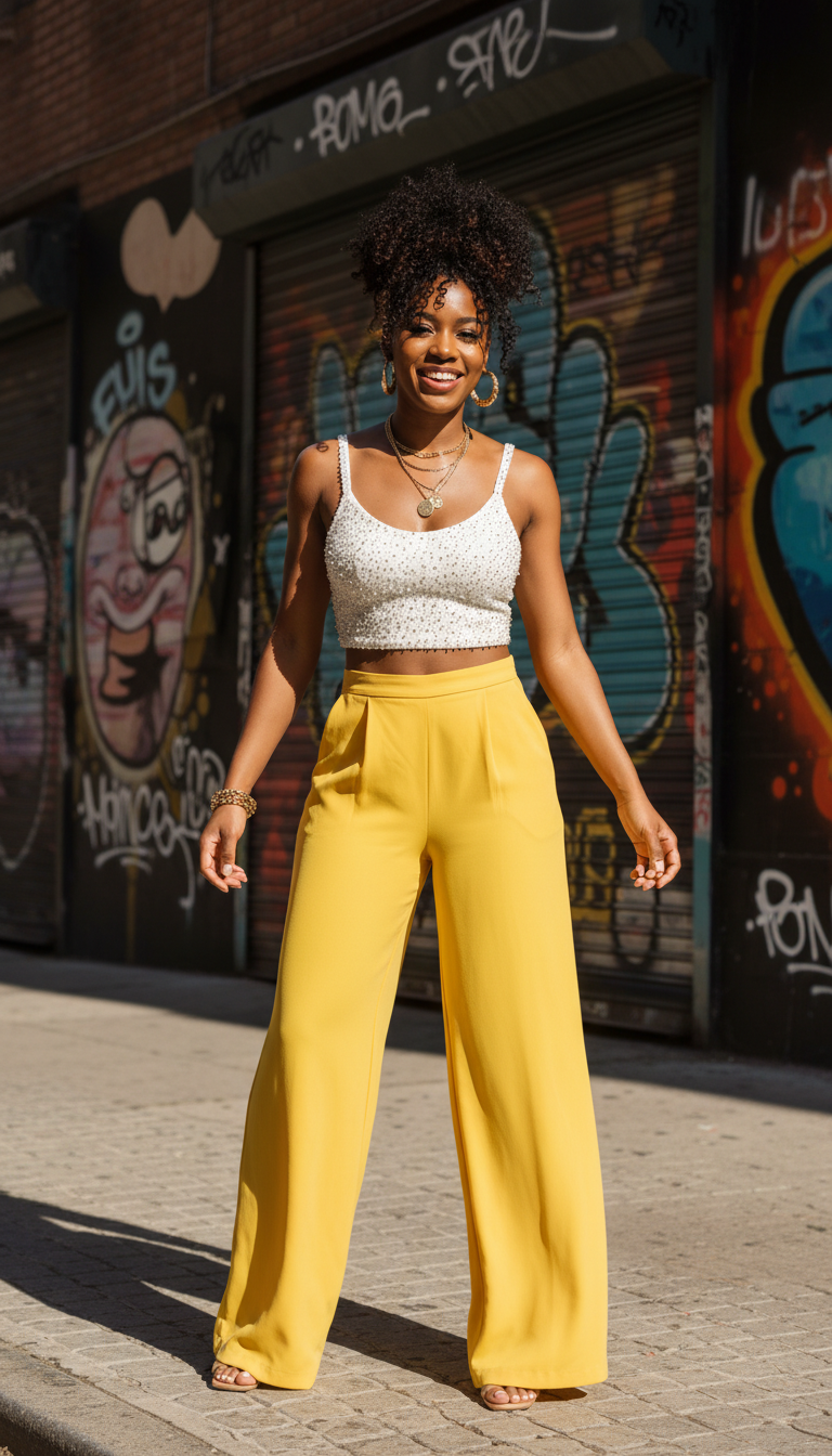 Trendy Crop Top & High-Waisted Bottoms