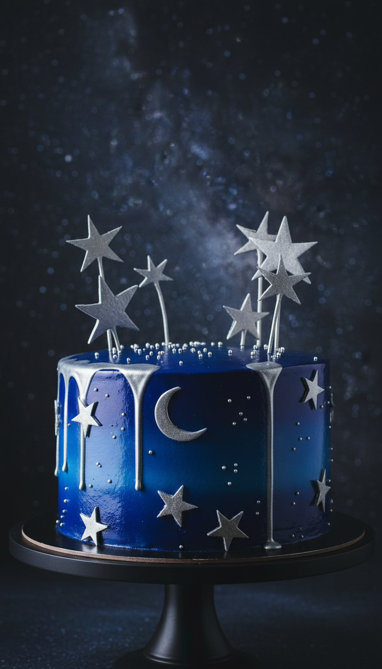 Starry Night Delights: Celestial Birthday Cake Magic