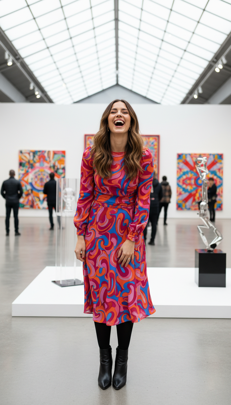 Bold Patterned Midi Dress