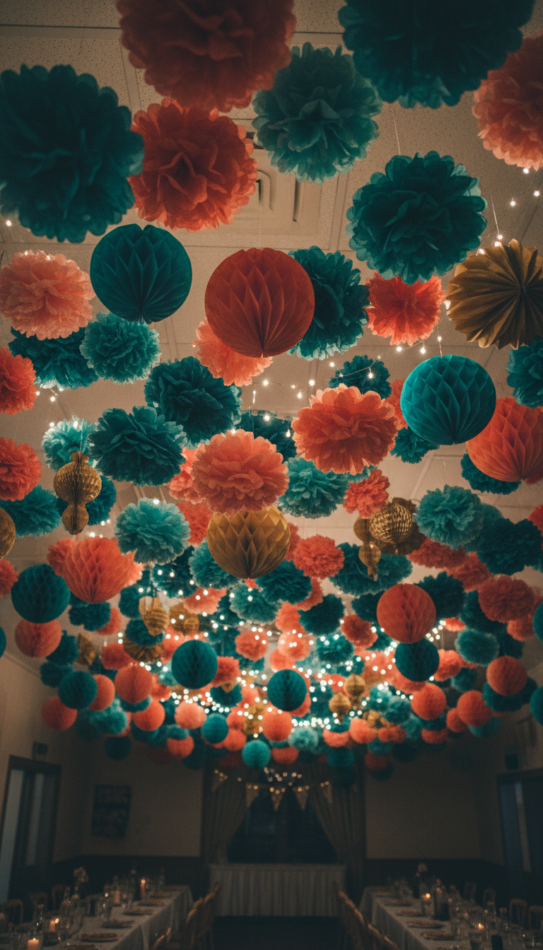 Ceiling Decorations (Pom-poms & Streamers)