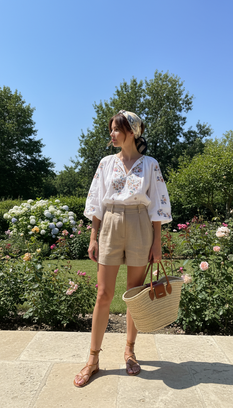 Tailored Shorts and Blouse for Warm Days