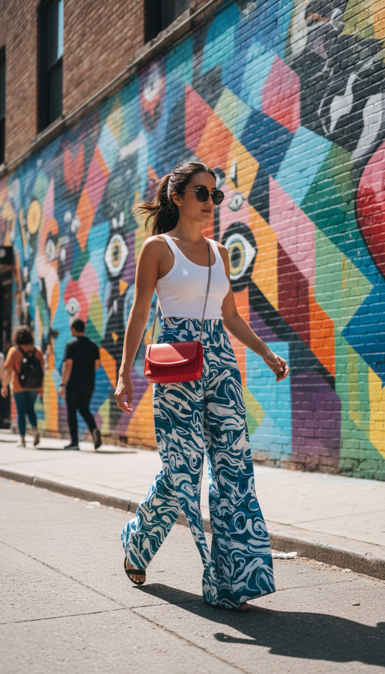 Printed Pants and Simple Top