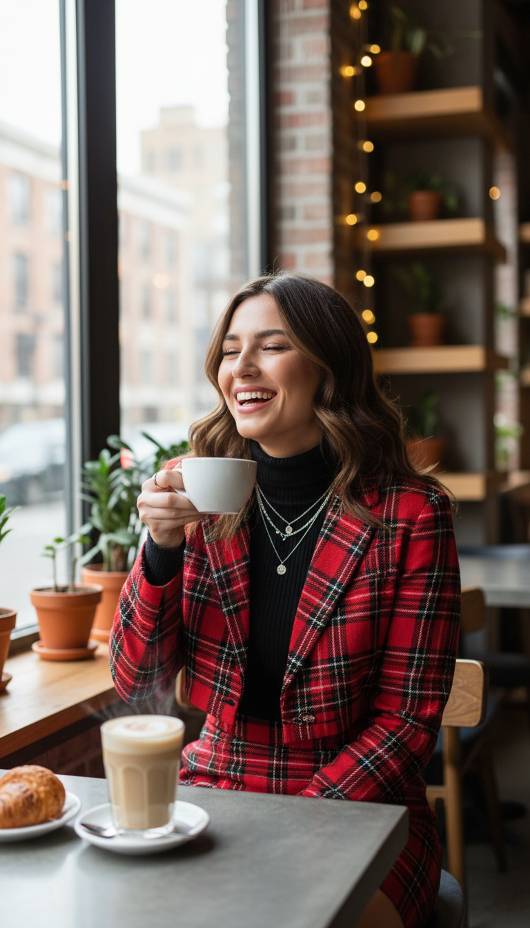 Plaid Co-ord Set with a Turtleneck