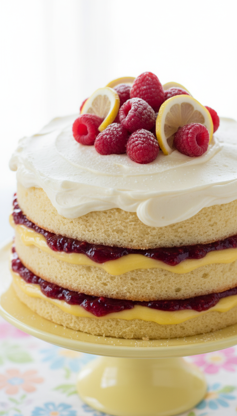 Zesty Lemon Raspberry Sunshine Cake