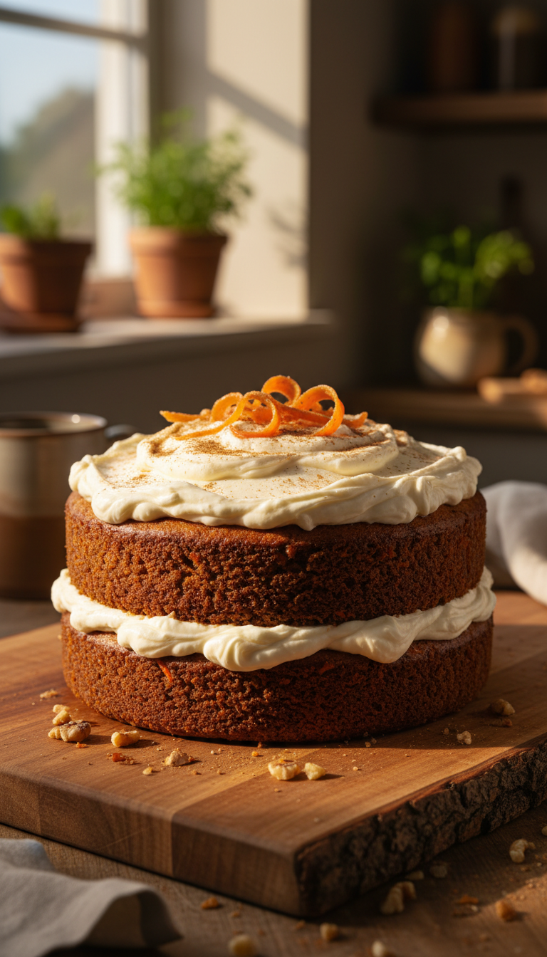 Rustic Carrot Cake with Spiced Cream Cheese Frosting