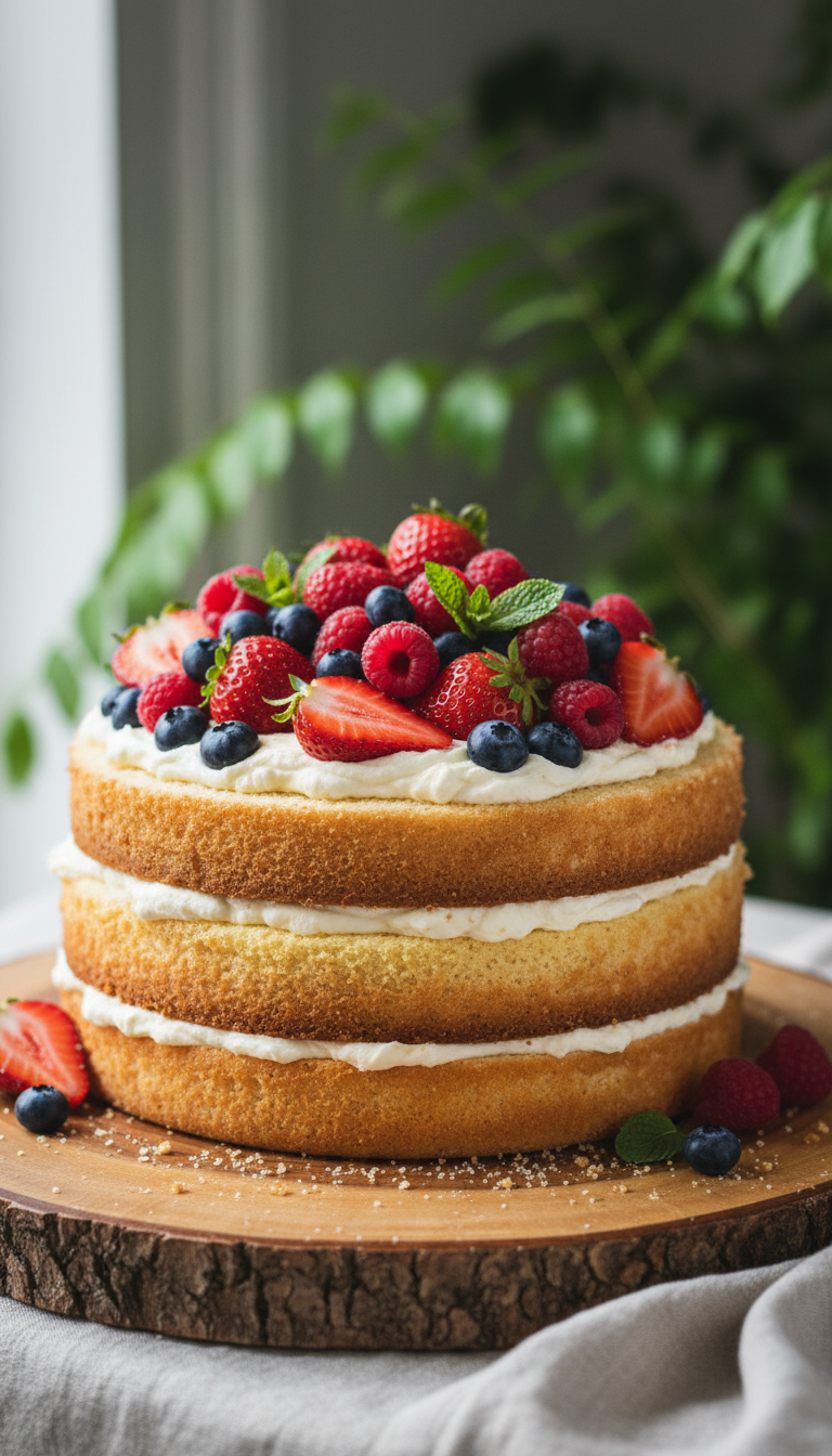 Chic Naked Cake with Fresh Berries