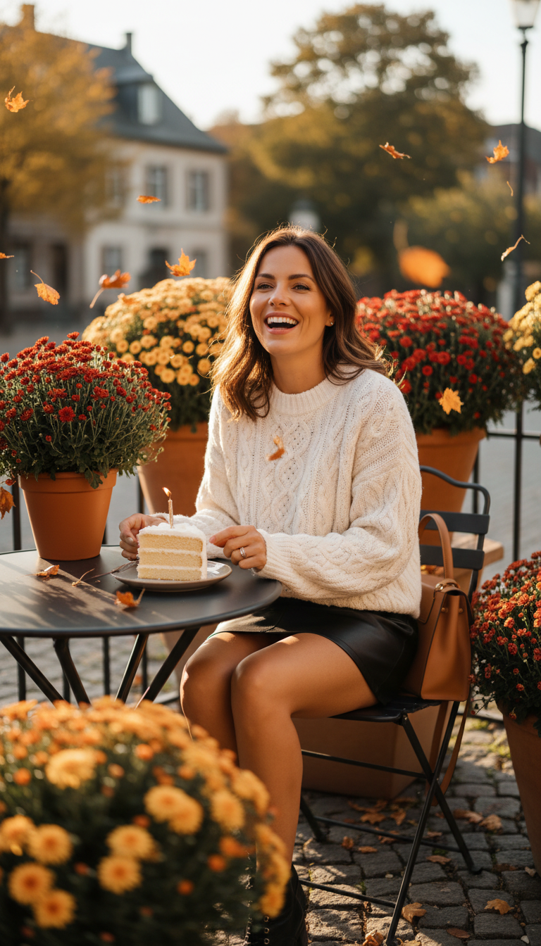 Edgy Elegance: Leather Skirt & Sweater