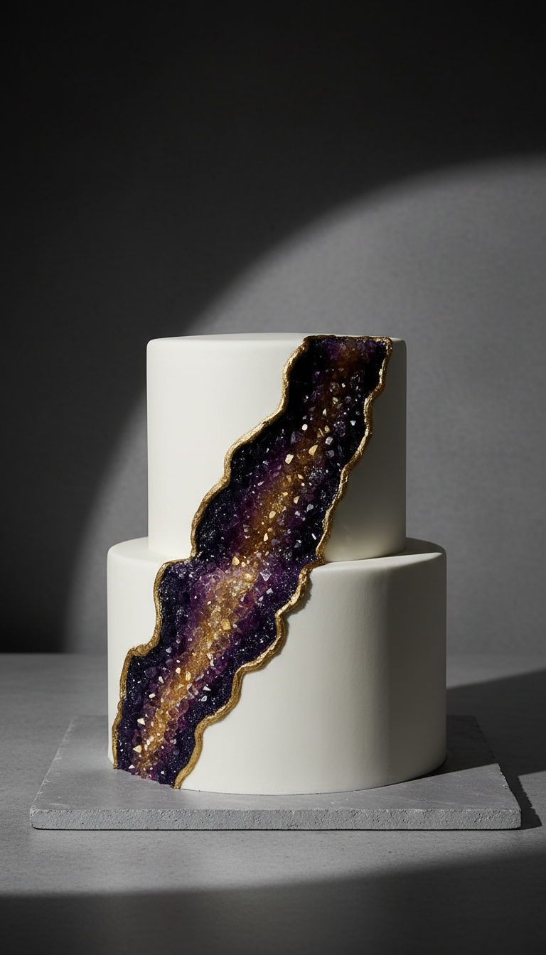 Modern Minimalist Geode Cake