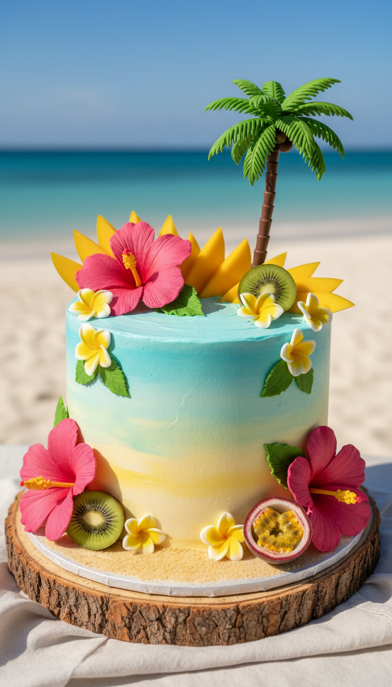 Tropical Paradise Getaway Cake
