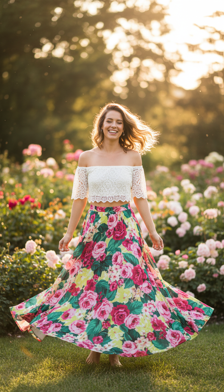 Boho Chic Floral Maxi Skirt Look