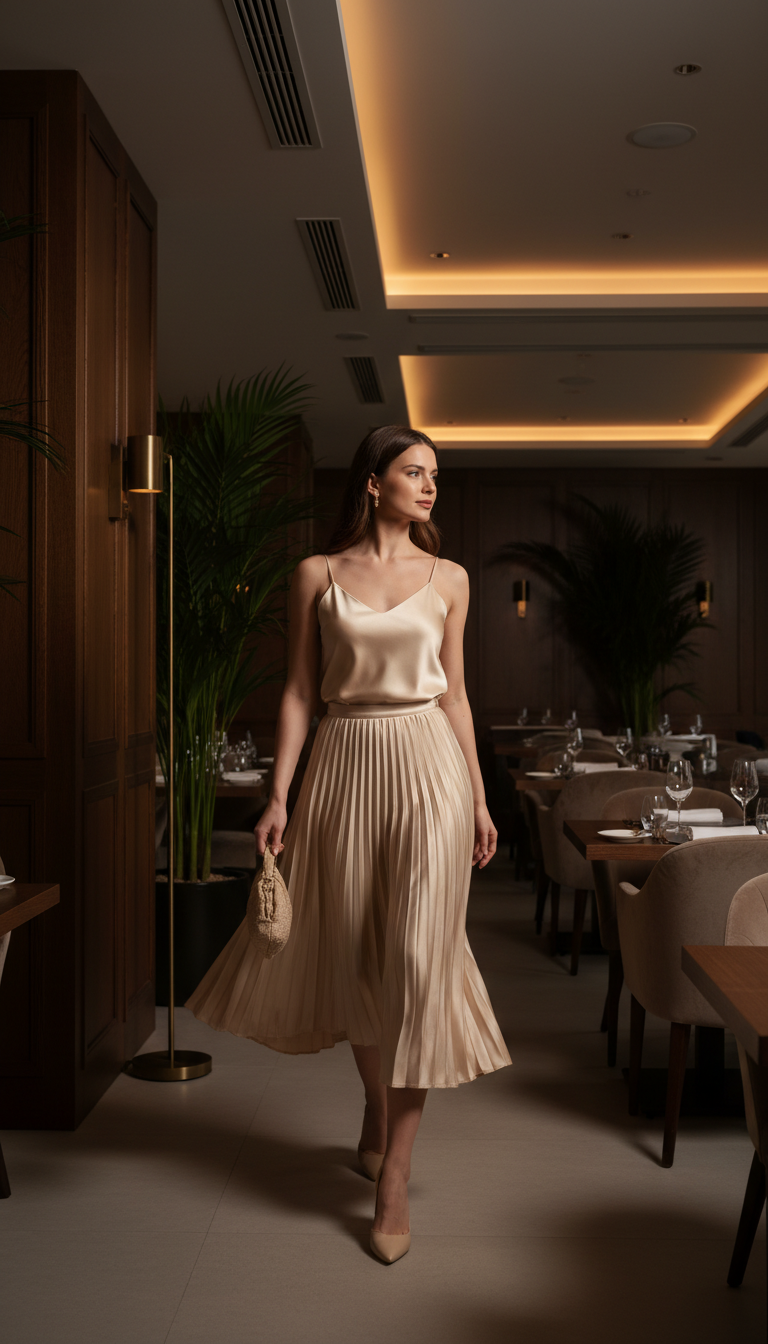 Modern Minimalist Pleated Midi