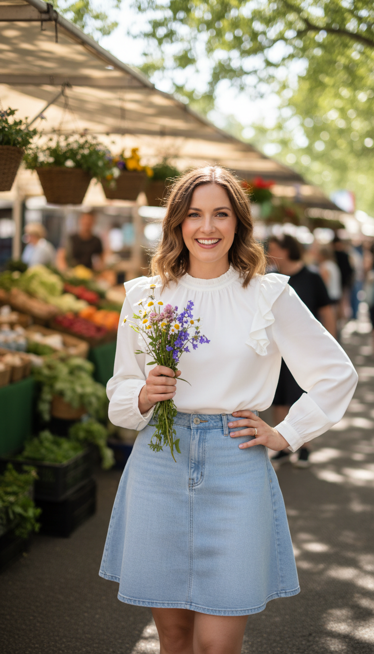 Denim Darling Ruffled Blouse