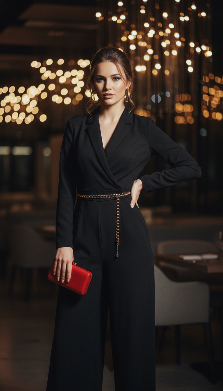 Chic Jumpsuit with Statement Accessories