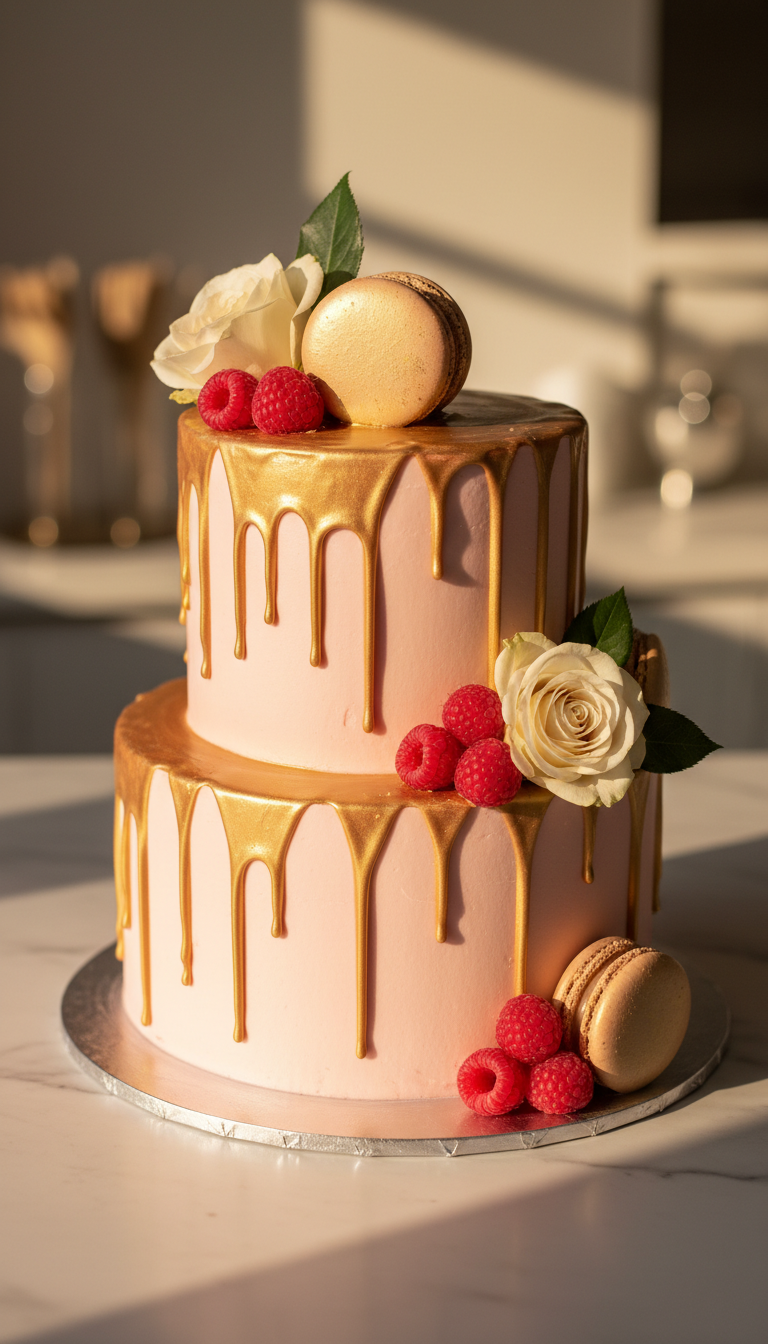 Radiant Golden Drip Cake