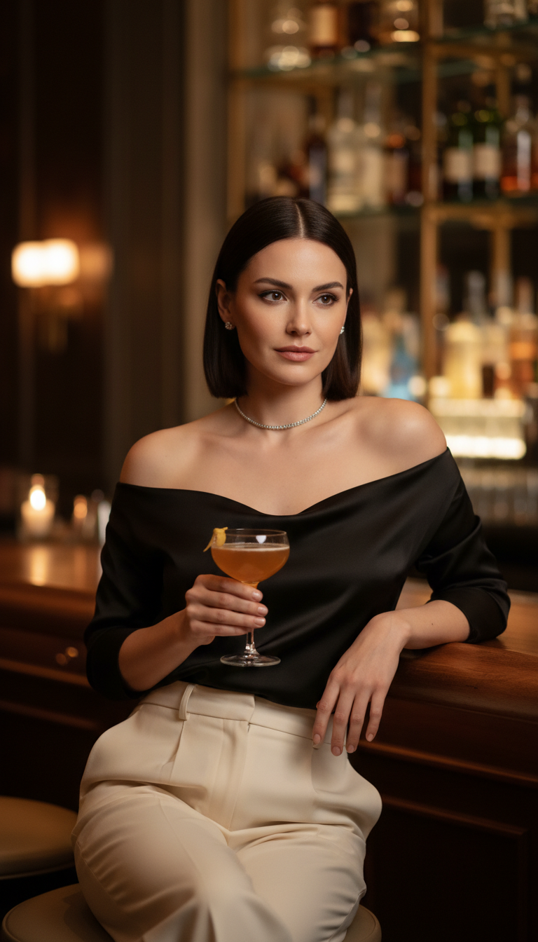 Off-the-Shoulder Top & High-Waisted Trousers