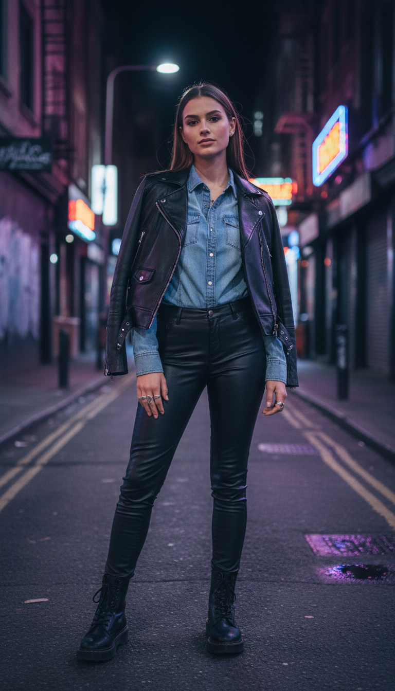 Rebel Chic: Leather & Denim Edge