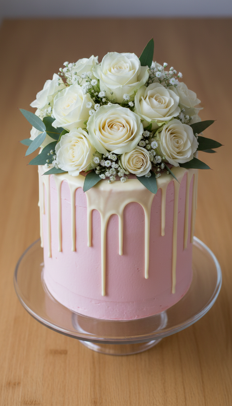 Elegant Floral Drip Cake