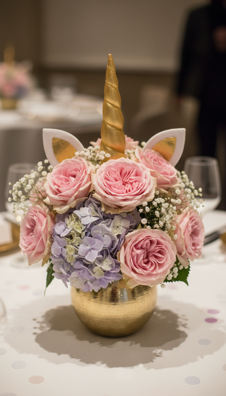 Elegant Floral Unicorn Centerpieces