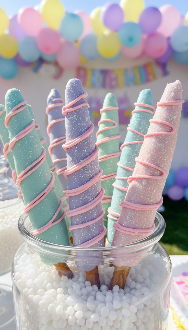 Adorable Unicorn Horn Pretzels