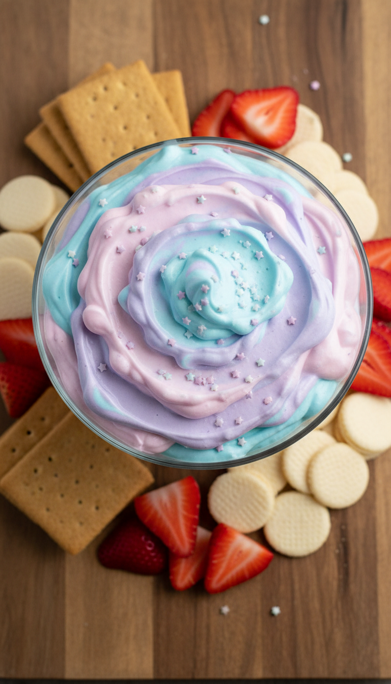 Fluffy Unicorn Dip with Rainbow Dippers