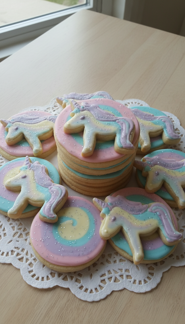 Magical Rainbow Swirl Unicorn Cookies