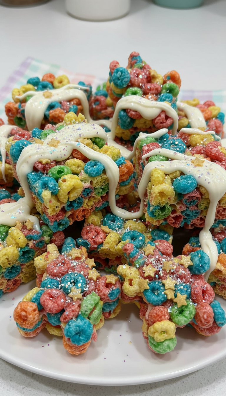 Colorful Fruity Cereal Unicorn Treats