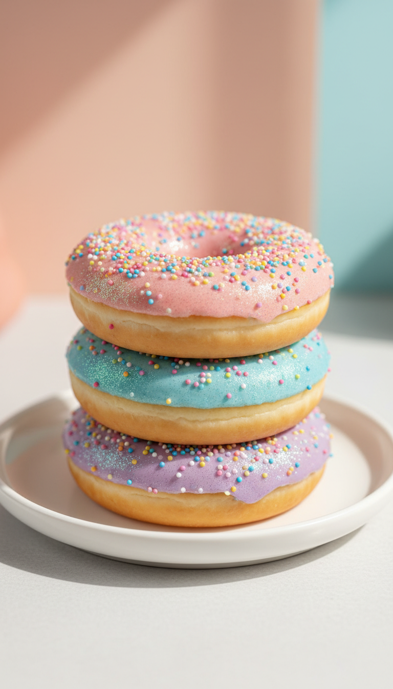 Shimmering Baked Unicorn Doughnuts