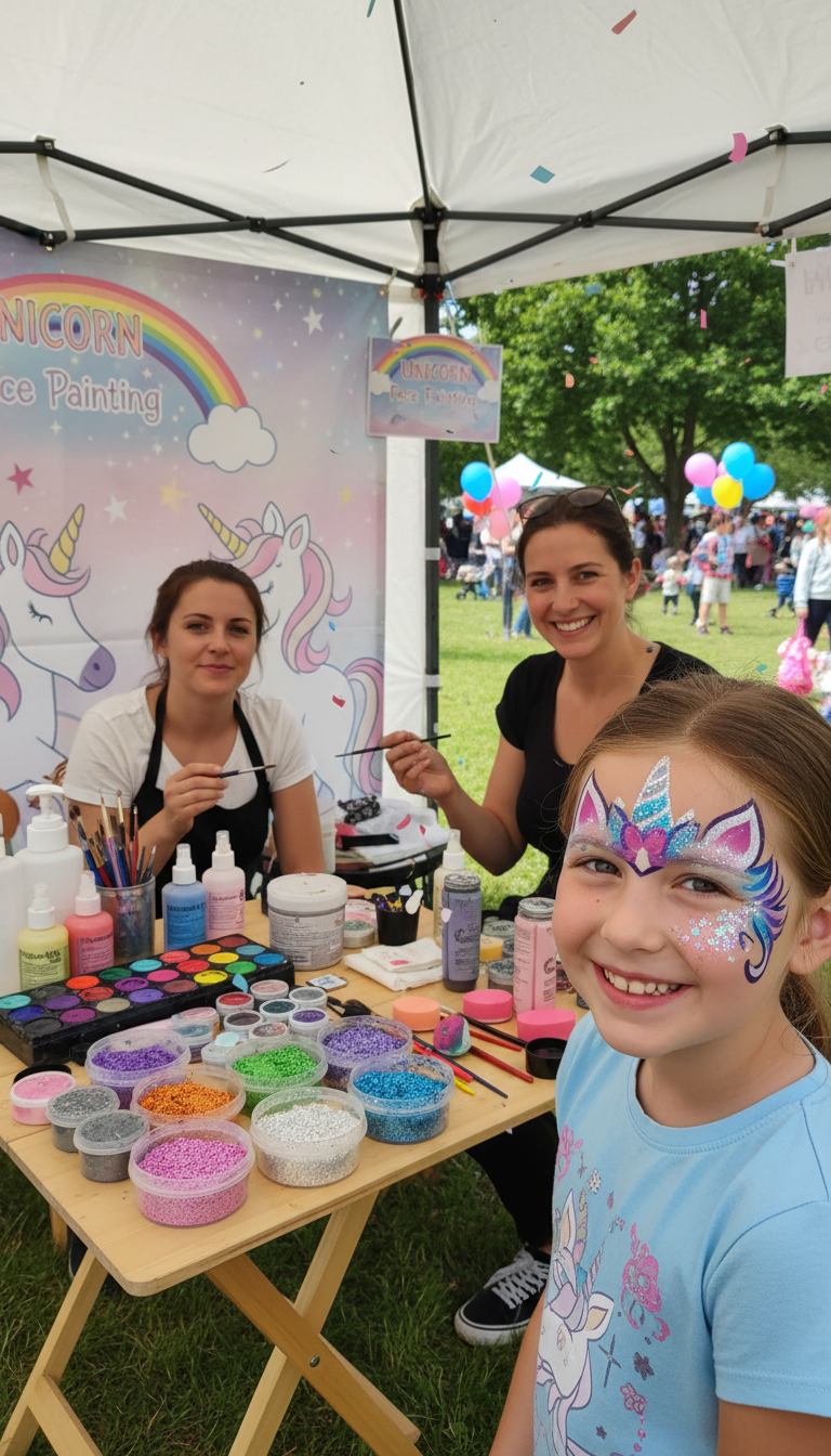 Glittery Unicorn Face Painting Booth