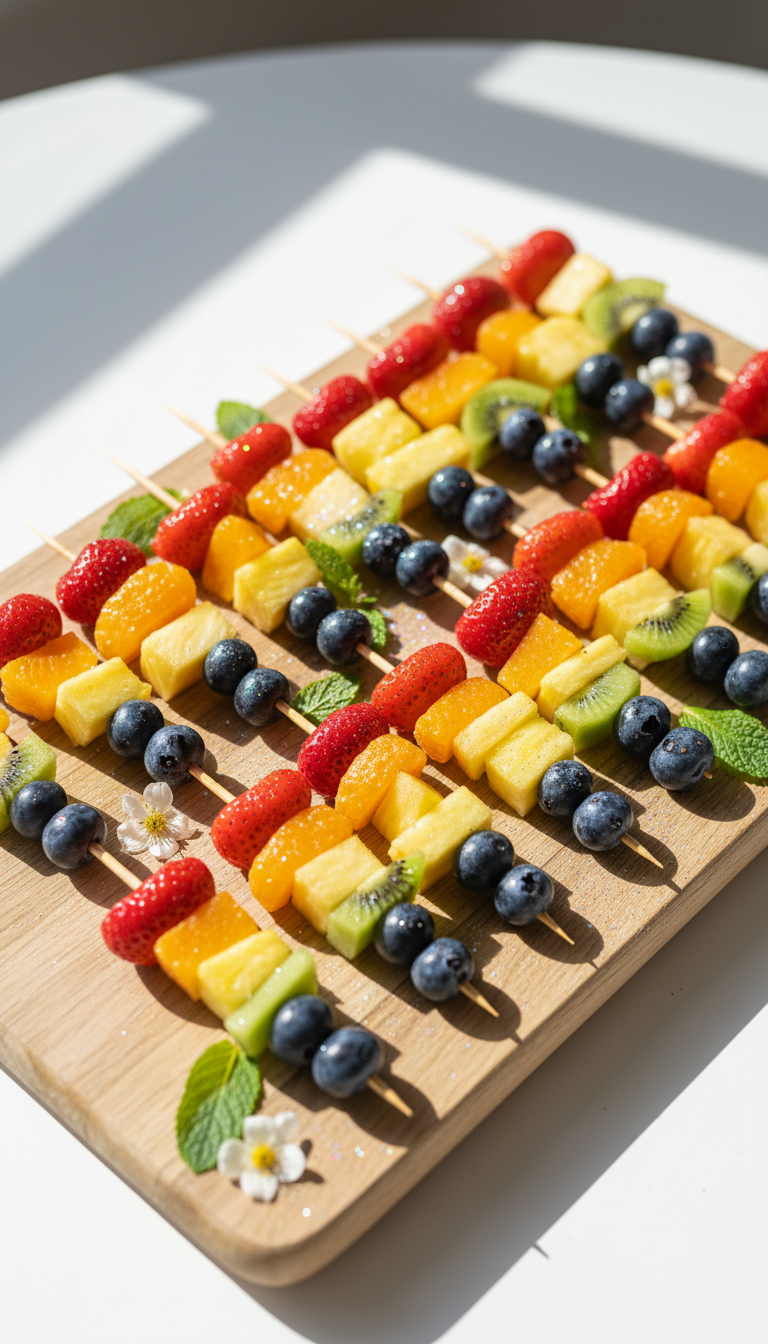 Sparkling Rainbow Fruit Skewers
