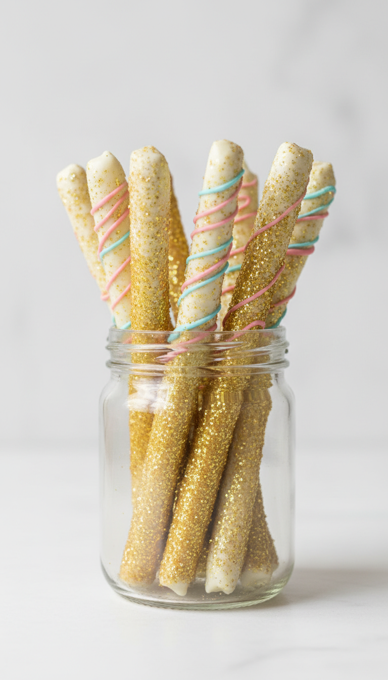 Golden Unicorn Horn Pretzel Rods