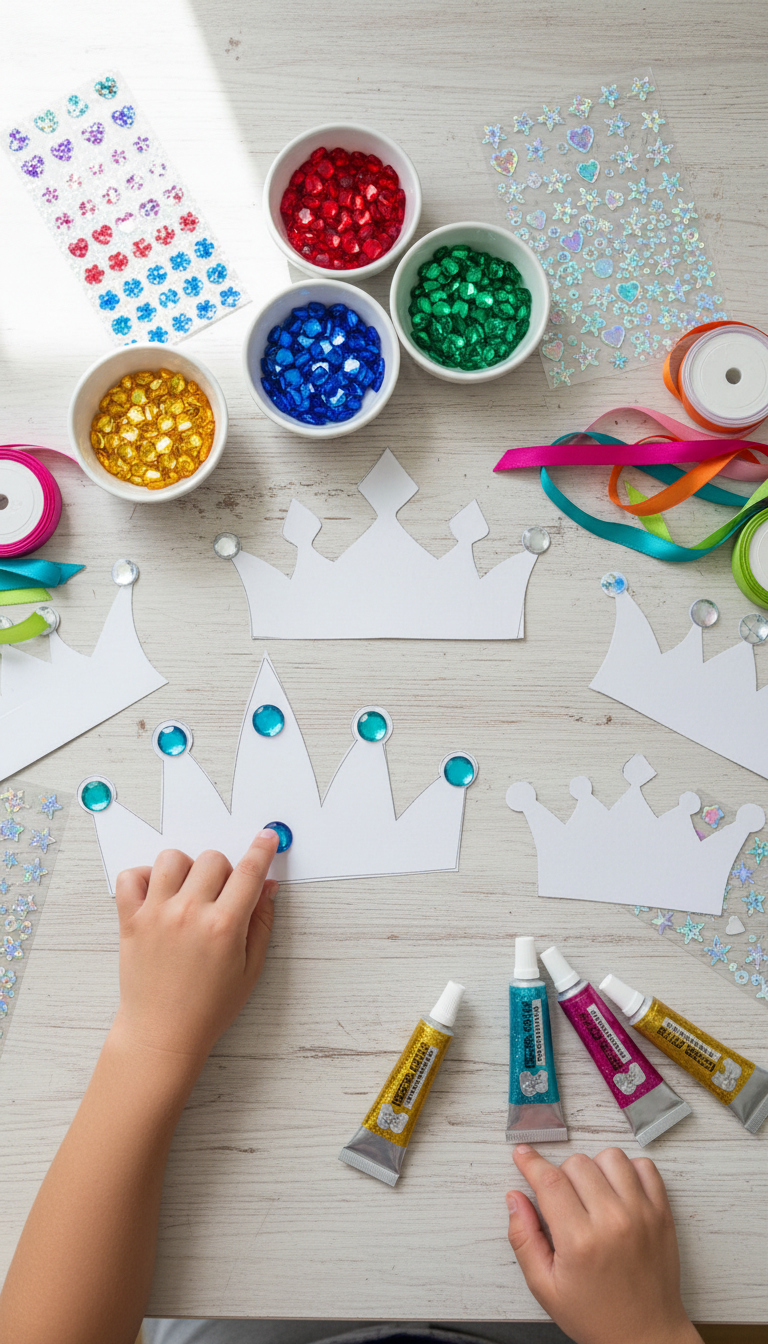 DIY Tiara & Crown Decorating Station: Craft Their Own Royal Headwear!