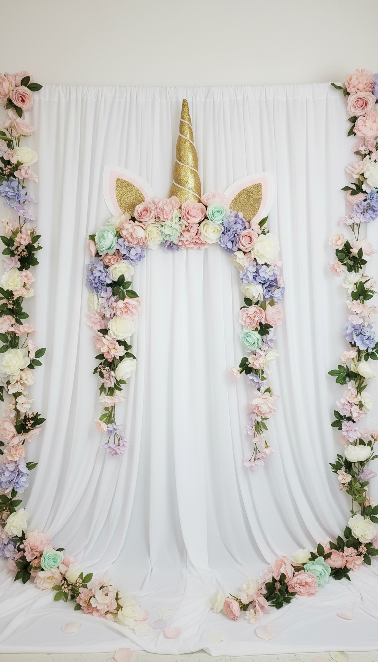 DIY Enchanted Floral Unicorn Backdrop for Photos
