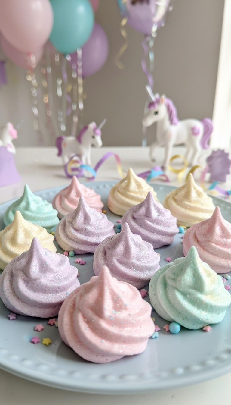 Fluffy Unicorn Poop Meringue Kisses