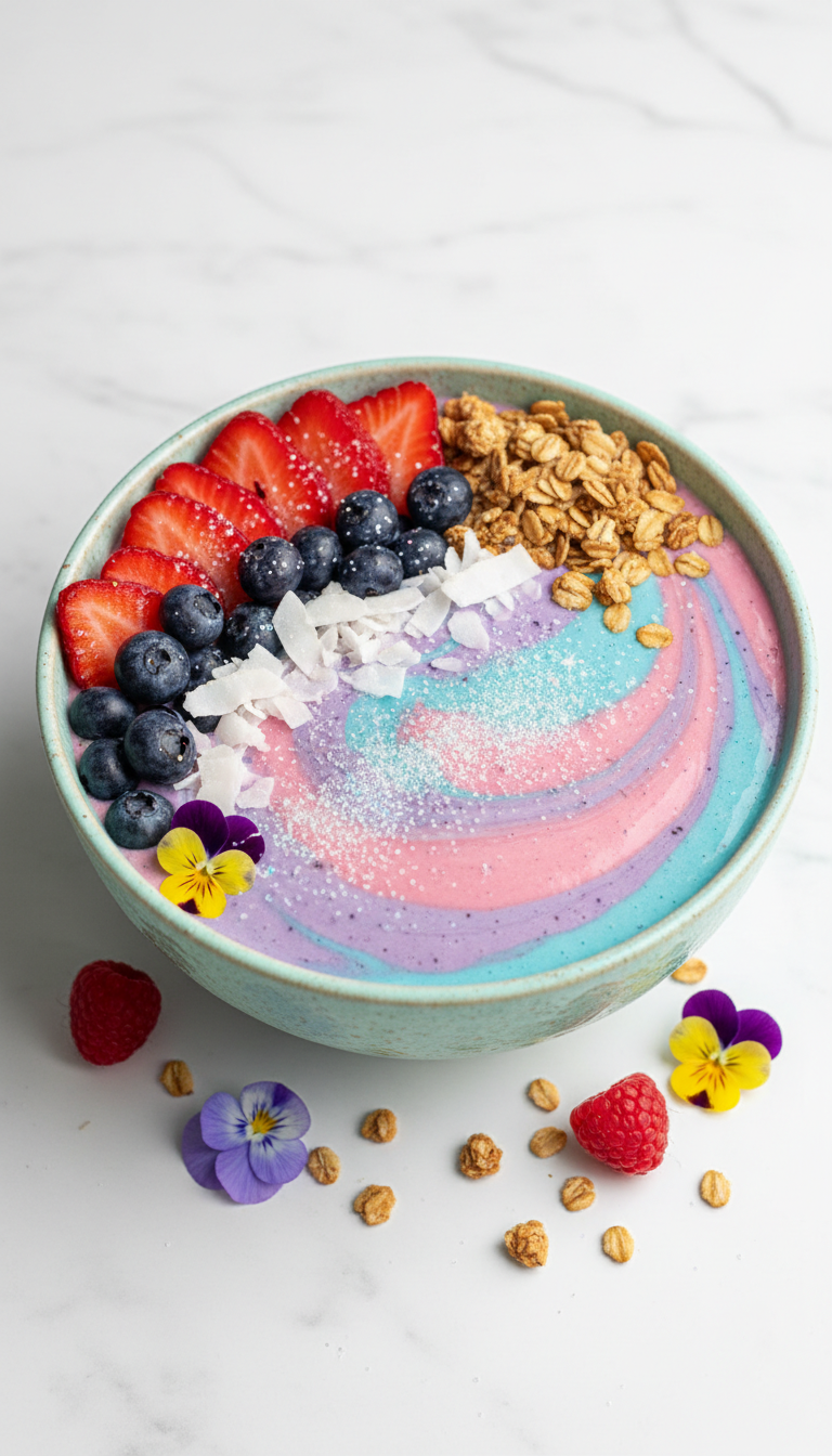 Vibrant Unicorn Smoothie Bowls with Sparkle