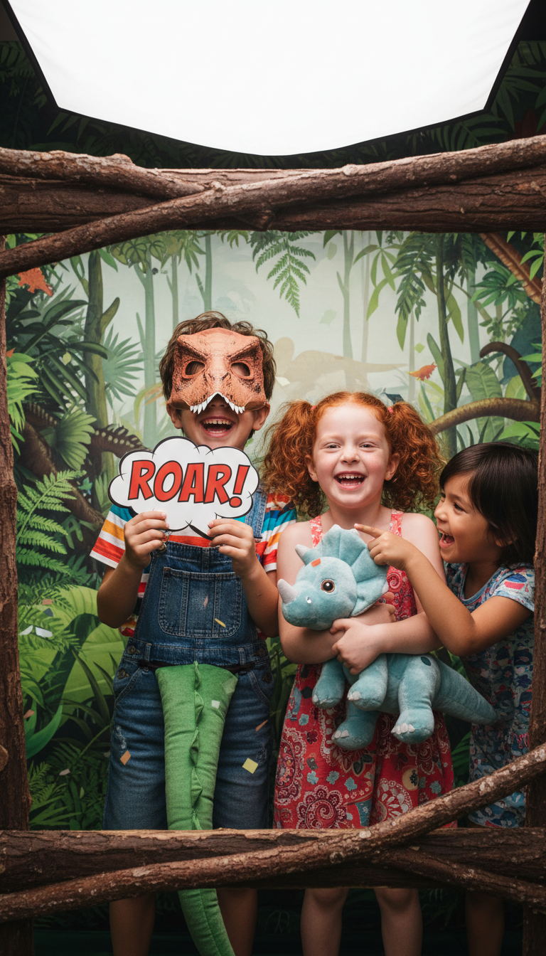 Photo Booth with Dino Props