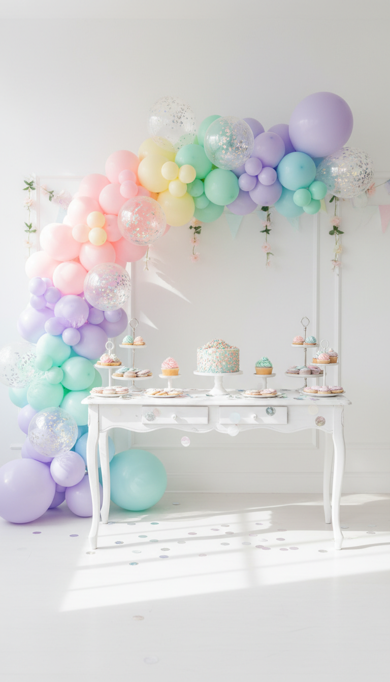 Whimsical Rainbow Balloon Arch