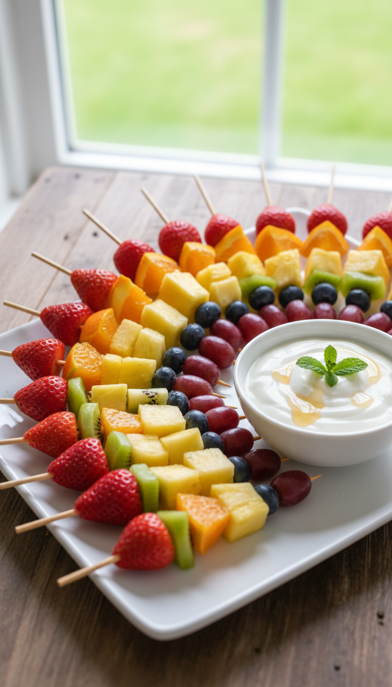 Sparkling Rainbow Fruit Skewers