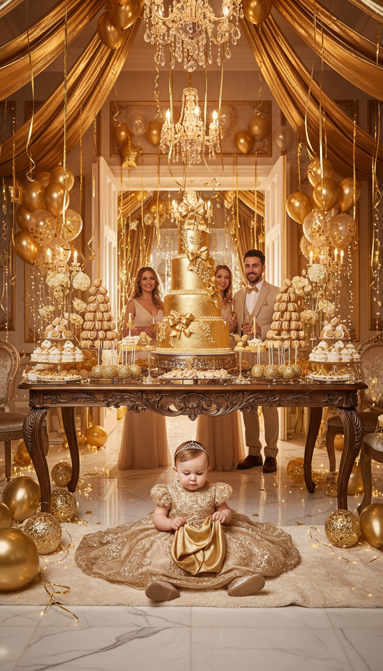 Golden Gown Gala: A Sparkling First Birthday