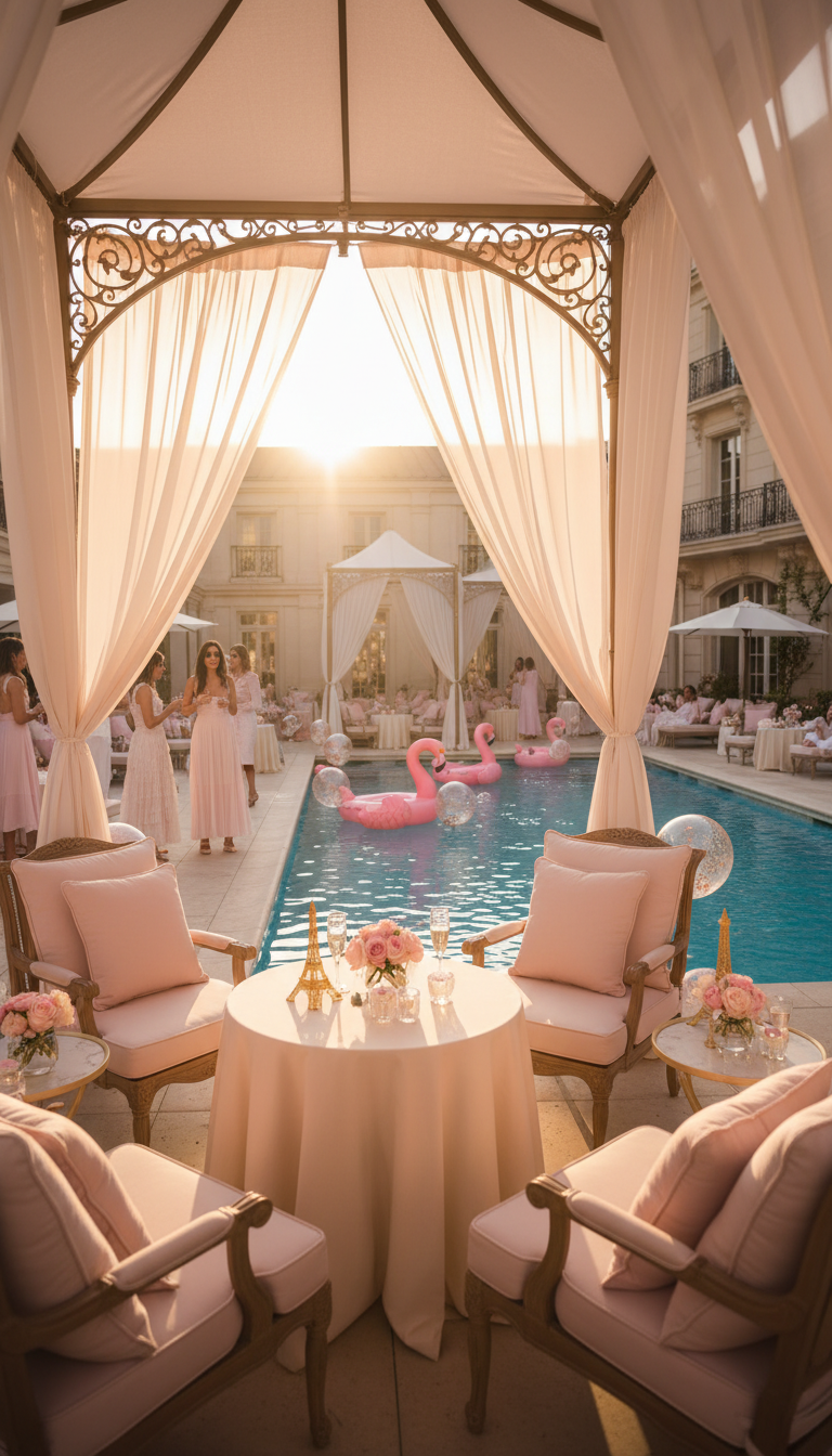 Pink Parisian Chic Poolside